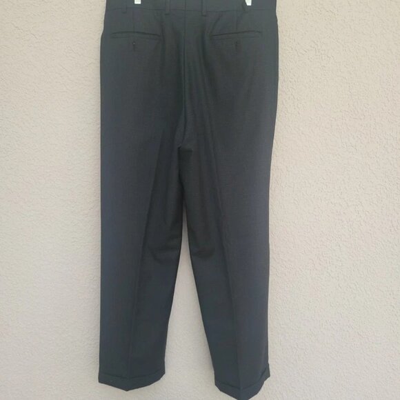 VTG Lauren Ralph Lauren Pants Mens 36x32 Black Pinstripe Wool Pleated Y2K Preppy - Picture 4 of 5